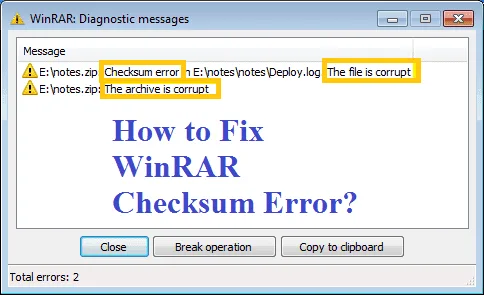 WinRAR Checksum errors